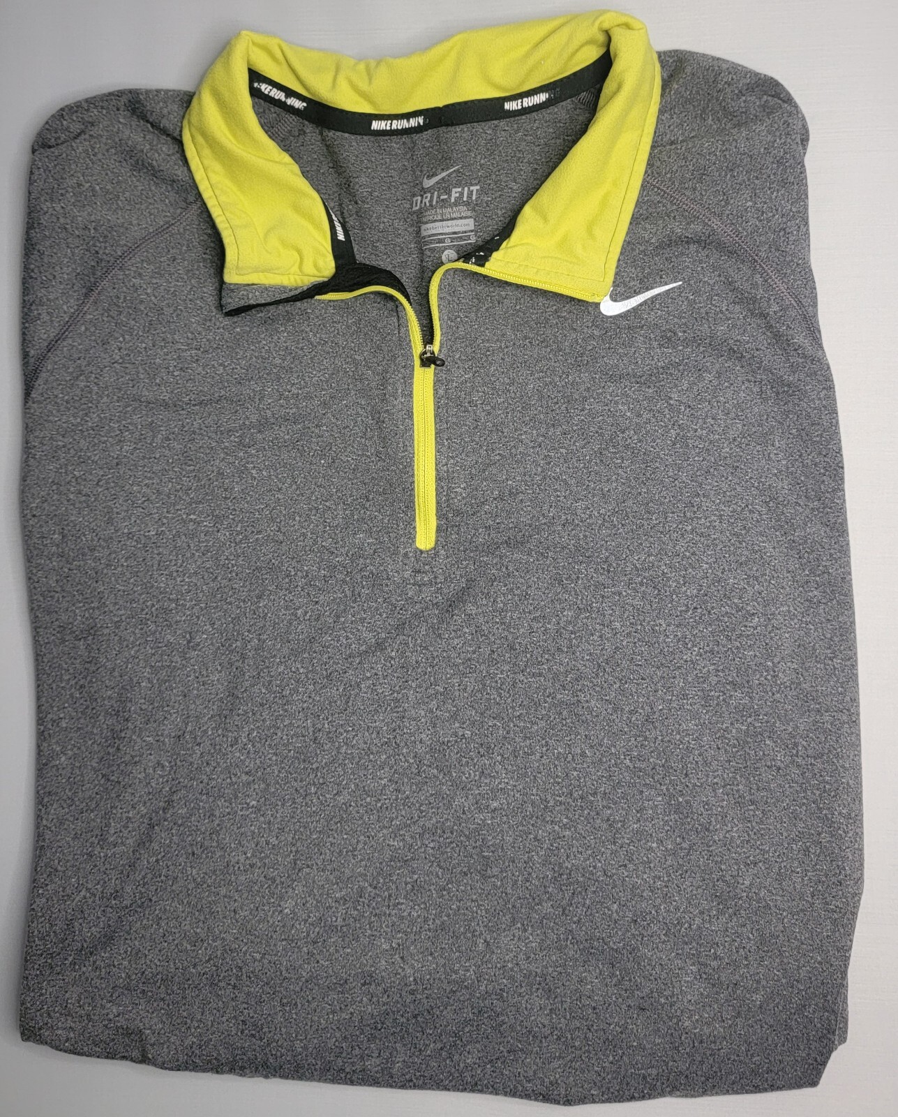 Mens Nike Dri Fit Long Sleeve 1/4 Zip Gray Athletic Shirt Large - EUC