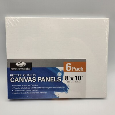 (6pk) Royal & Langnickel Essentials Better Quality 8'' x 10'' Canvas Panels