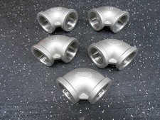 LOT OF 5 STAINLESS STEEL MB-304 SP114 150-1" FNPT 90 ELBOW
