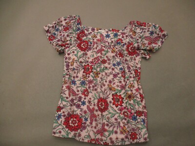 NWT GAP KIDS Size M (8) Girls Floral Cotton Blend Short Puff Sleeve Blouse 243