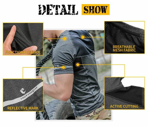 Camiseta táctica para hombre Emerson manga corta aire libre secado rápido gimnasio camisa senderismo - Imagen 3 de 14