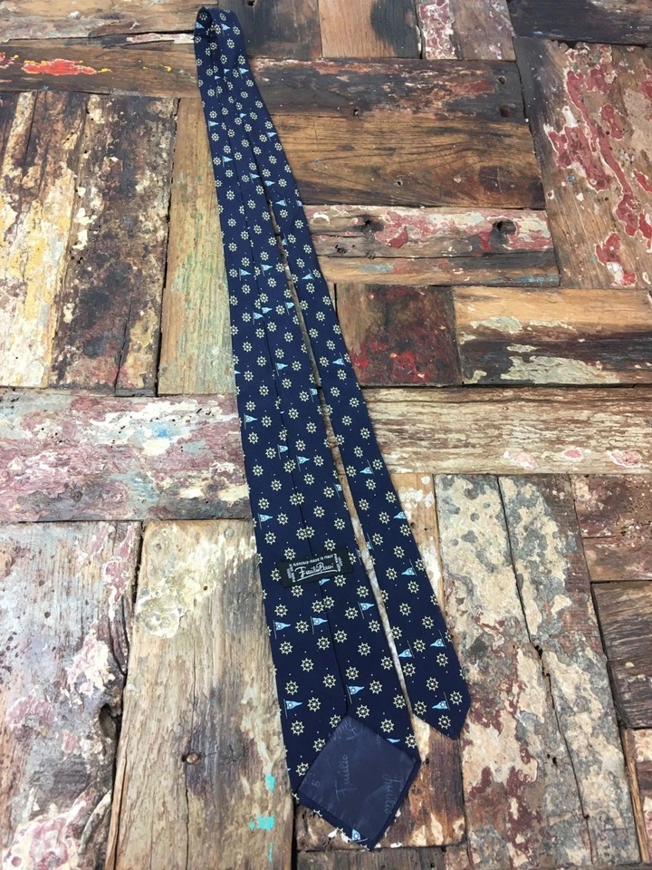 Emilo Pucci 100% Seda Pura Temática Náutica Envíos Casco Corbata Azul Hecho en Italia Para Hombres Foto 4 de 4