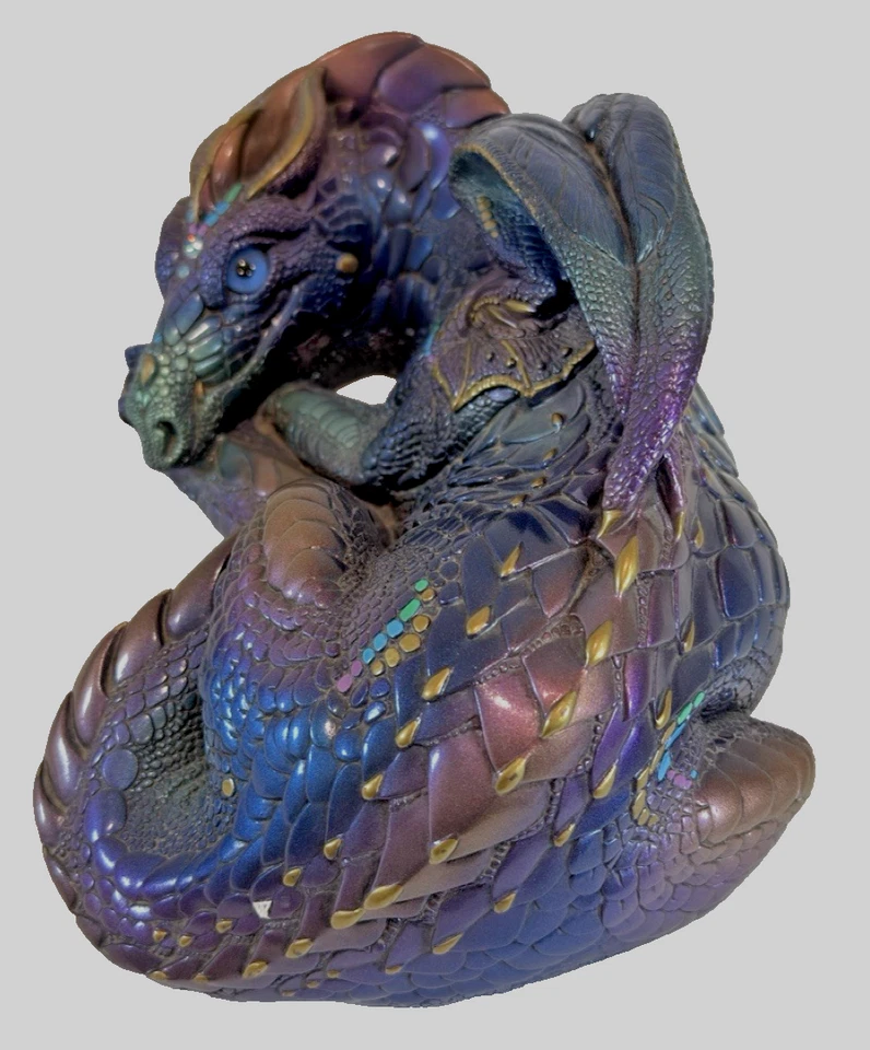 De Colección Ediciones Windstone Madre Descanso 1985 Pena Dragón Pavo Real Azul Iridiscente Foto 3 de 4