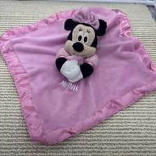 Disney Baby Minnie Mouse Pink w Satin Edge Girl Security Blanket Rattle Lovey