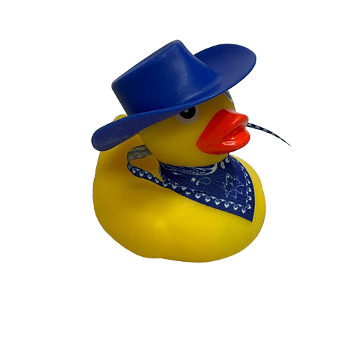 Blue Cowboy Hat and Bandanna Rubber Ducks 2" Inch Vinyl Rubber Duck - Picture 2 of 4