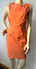 DVF DIANE VON FURSTENBERG Neon Stretch PEPLUM Dress Sz 4