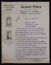 Facture PARIS 1920 Jalouserie