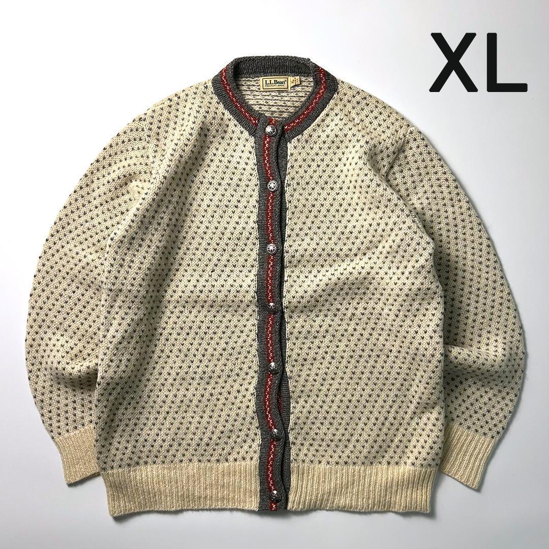 L.L.Bean Birdseye Wool Knit Cardigan XL Off-White Made in USA | eBay