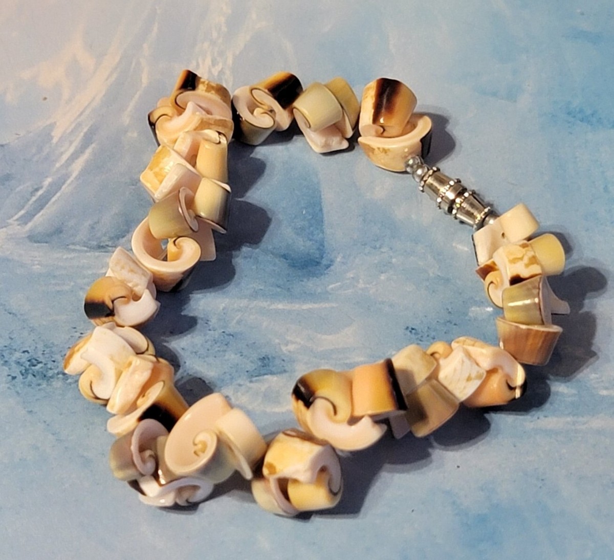 Vintage Shell Nugget Bracelet Beach Jewelry, Chunky, 7" Long sbr-58 View 2