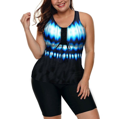 Women Sporty Tankini Sets With Boy Shorts Swimwear Two Piece Swimsuit UK 8-16 - Picture 5 of 30