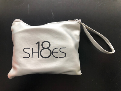 Shoes 18 Womens 7/8 Silver Foldable Portable Ballet Flat Pouch Rubber Heel 