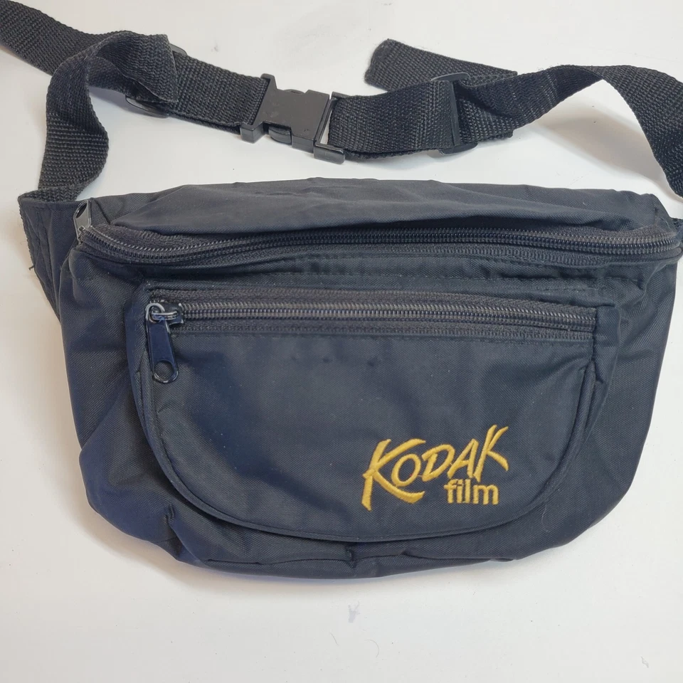 Vintage Kodak Film Fanny Pack Cintura Pacote Multibolsos Preto Anos 90 - Imagem 2 de 4
