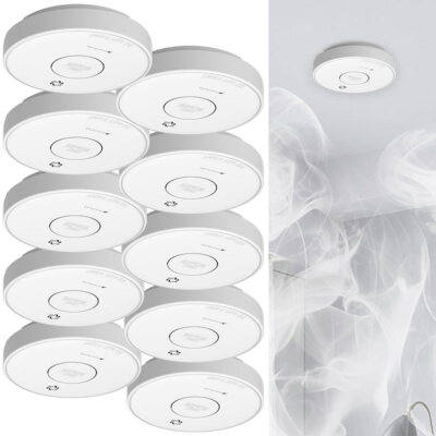 VisorTech 10er-Set drahtlos vernetzbare Funk-Rauchwarnmelder, 85 dB