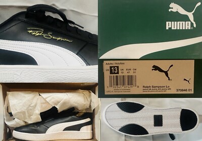 スニーカー【PUMA】送料関税込み レザー バイカラー ローカット PUMA Ralph Sampson 37084601 Gold Signature Black Leather