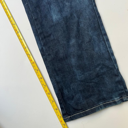 Pantalones de mezclilla Ed Hardy para mujer azules pierna recta bordados estrás alas W 34" - Imagen 10 de 19