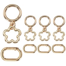 Flower Shape Keychain Clip, 4Pcs Metal Spring Snap Hook Keyring, Light Gold