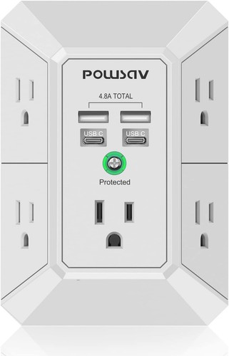 Überspannungsschutz Steckdosenleiste mit 5 Steckdosen und 4 USB-Anschlüssen - Ideal für Büros - Bild 3 von 9
