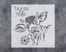 GSS Designs Black Cow Flower Stencil 12x12 Inch Country Farm Stencil...