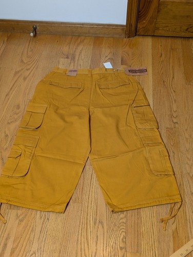 NWT Gold Khaki Extra Long Cargo Shorts Men's sz 30 W/ Drawstring Leg Opening Y2K - Picture 7 of 7