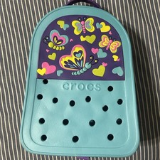 Crocs Kids Butterflies Hearts Blue Purple Mini Backpack Zipper Adjustable Straps