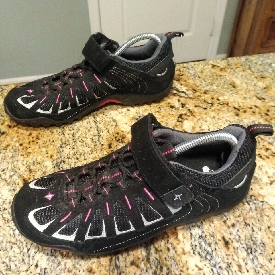 Tênis de ciclismo feminino Specialized geometria corporal 6122-2741 preto rosa tamanho 10 - Imagem 4 de 4