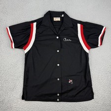 Vintage Hilton Bowling Shirt Mens Small Black Red White Chainstitch USA 60s