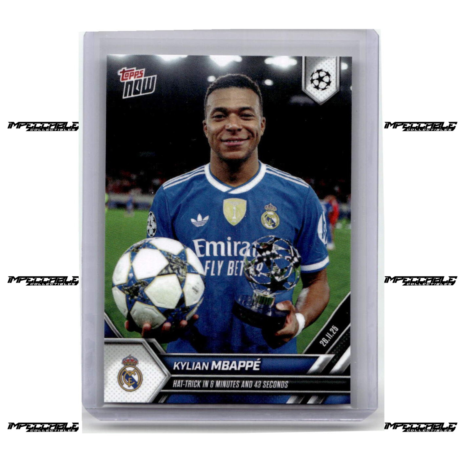 2025-26 Topps Now UCL - #59 Kylian Mbappe /2660 Hat Trick in 6 Minutes 43 Secs view 1