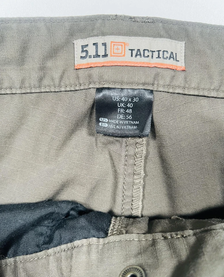 5.11 Tactical Pants Mens 40x30 Brown Cargo Ripstop Workwear Outdoor Utility - Image 3 of 4