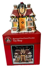 Saint Nicholas Square Illuminated Hand Painted Porcelain Toy Shop With Box
