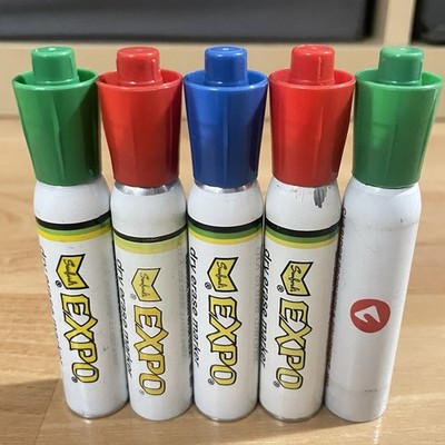 Vintage Sanford's Expo Mini Dry Erase Markers Metal Lot of 4 No. 83074 +1 Smelly
