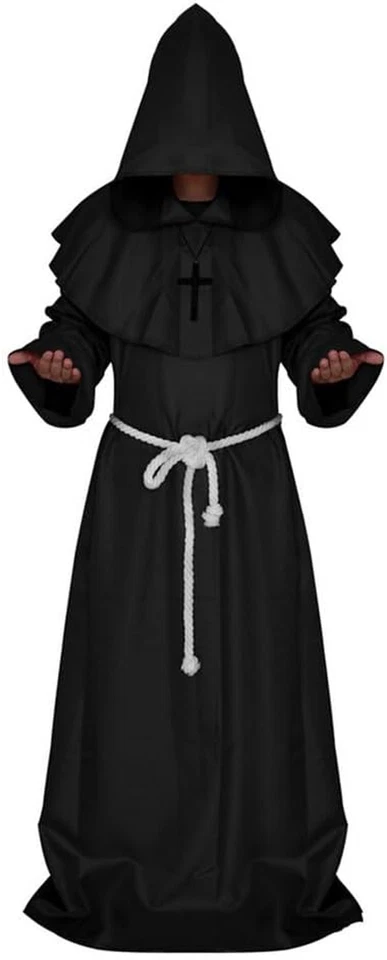 Medieval Monk Robe Priest Robe Halloween Cosplay Costume Cloak - Image 2 of 4