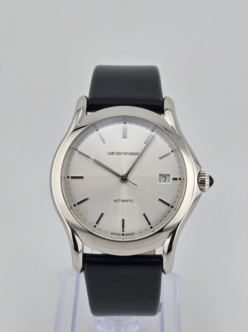 Emporio Armani Classic ARS3102 Men's Leather Band Silver Dial Watch NEW ⌚