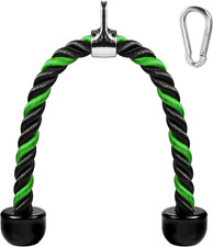 Deluxe Tricep Rope Pull down Cable, 27  36 Inch Rope Length, Easy to Grip  Non