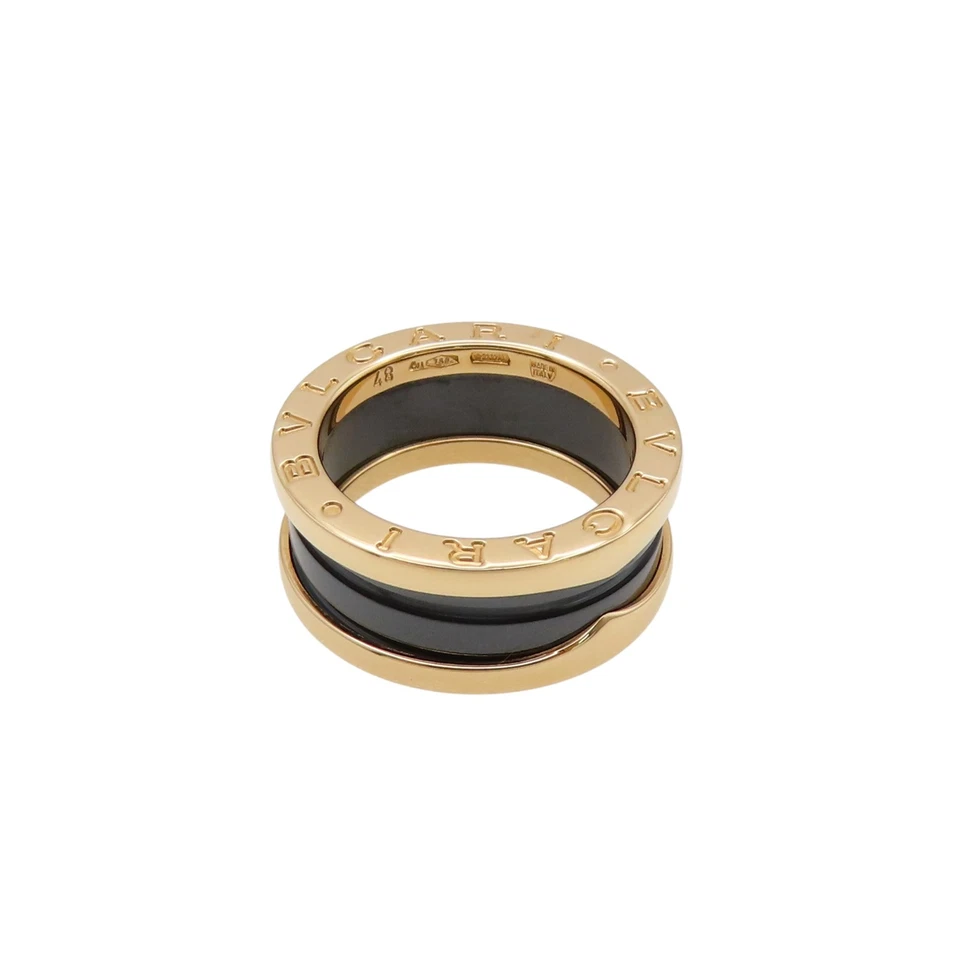 Anillo BVLGARI B-zero1 2 Bandas Cerámica Oro Rosa 18K Negro Estados Unidos Talla 4.5 Foto 4 de 4