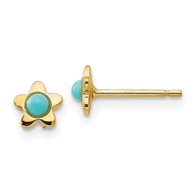 Ohrstecker 14 Karat Gelbgold poliert Rundschliff Türkis Sternform für Sie