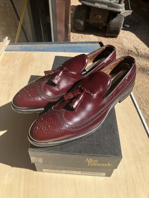 Allen Edmonds Berwick Shoes Mens 11 AA BURGUNDY Leather Tassel Loafers Dress BOX