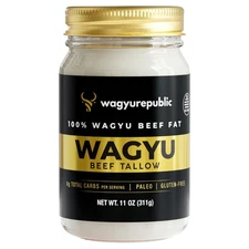 Wagyu Beef Tallow 11oz Glass Jar - Grass Fed, Keto, Gluten Free