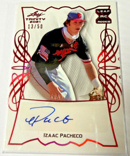 2021 Leaf Trinity - Red #BA-IP1 Izaac Pacheco 13/50 (AU, RC) Rookie Auto