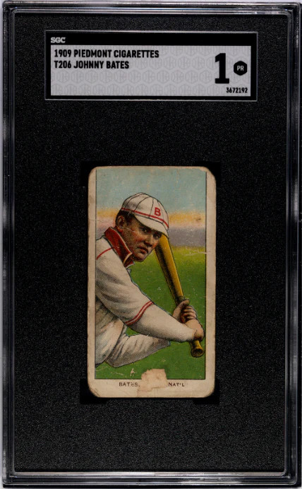 1909 T206 JOHNNY BATES NNO POOR PIEDMONT 150 SGC 1 BASEBALL BOSTON RUSTLERS