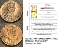 2025 P&D Lincoln Cent Hand-Stamped Large Omega Counterstamp Set Ser 1 COA#/250