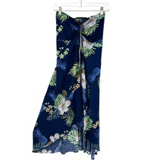 Hawaii Hangover String Halter Dress Size Small Blue Floral Rayon Hi-Lo Hem New