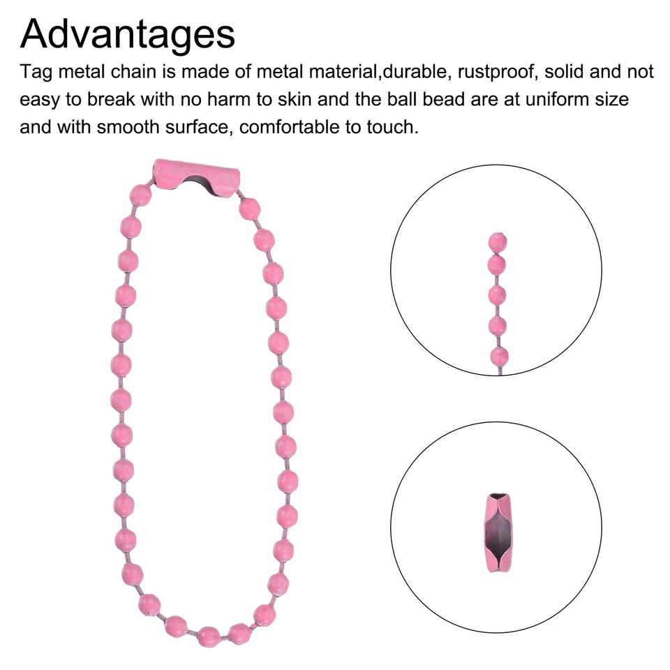 Cadena de cuentas de bola cadenas de collar con cuentas para hacer joyas, 50 piezas (rosa) Foto 3 de 4