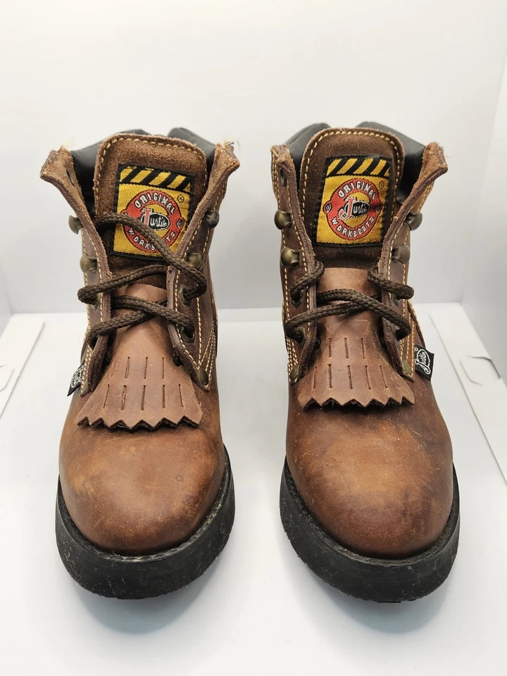 BOTAS JUSTIN JUNIORS CUERO MARRÓN KILTIE WESTERN con cordones talla 13 D Foto 2 de 4