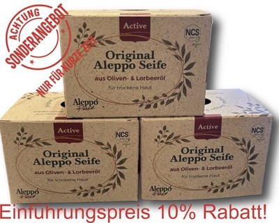 3 Stk Alepposeife aus 35% Lorbeeröl TOP Qualität für Trockene Haut Rückfettend