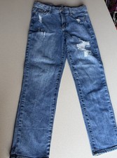 Jordache Girlfriend Girls Size 12 Blue Straight Denim Jeans Distressed Pockets
