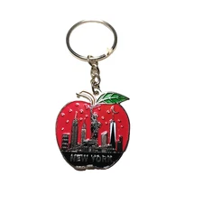 Big Apple New York Metal Keychain Rad Silver Tone