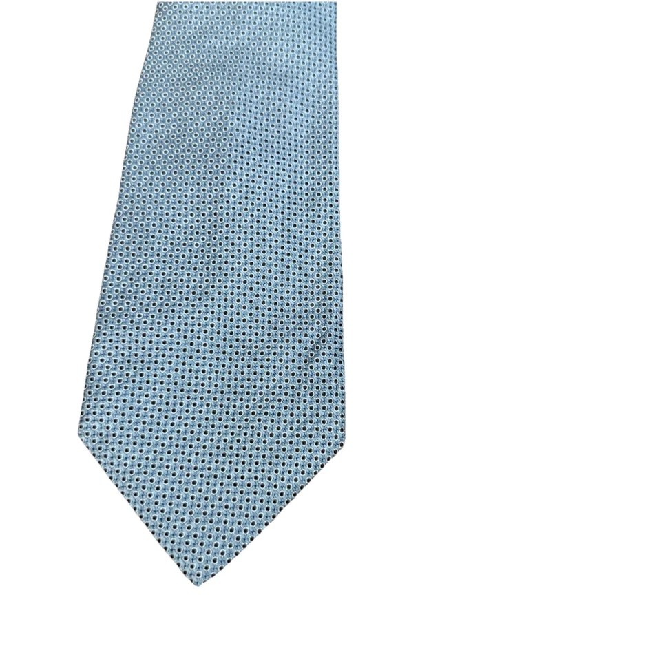 MASSIMO BIZZOCCHI Italian All Silk Tie Teal Blue and Brown Geometric 56 x 3.7/8 - Image 4 of 4