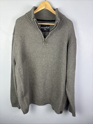 Weird Fish 1/4 Zip Gray Tight Knit Sweater Xxxl Wool Blend Fleck Preppy