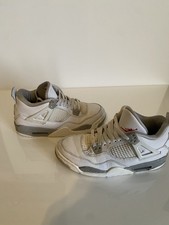 White Oreo Air Jordan 4 Men's Mid Top Lace-Up Sneakers White/Gray