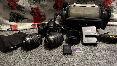 Used Nikon D3100 Digital SLR Camera w/ 18-55mm & 55-200mm Lenses 8GB SD